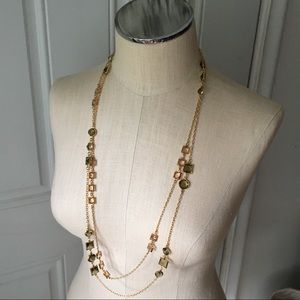 J. Crew amber and citrine gold long necklace set